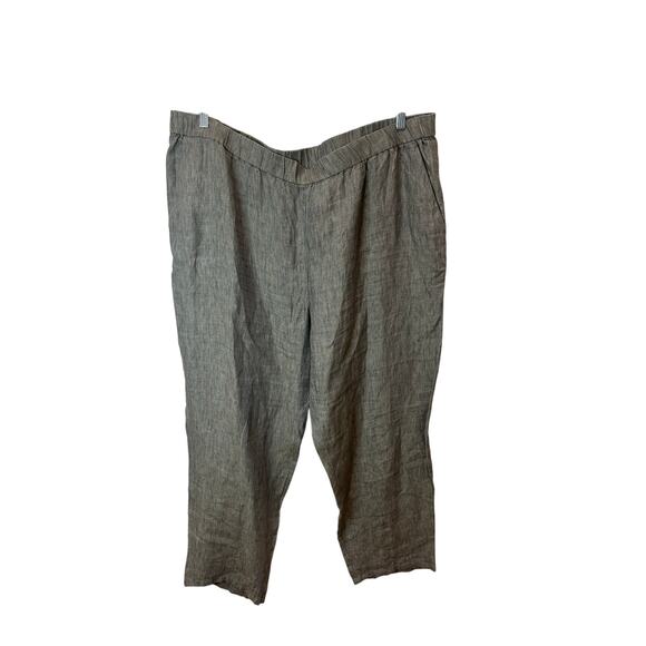 Eileen Fisher Sz 2X Washed Organic Linen Delave Stand Collar Jacket + Pants Set - Picture 7 of 13